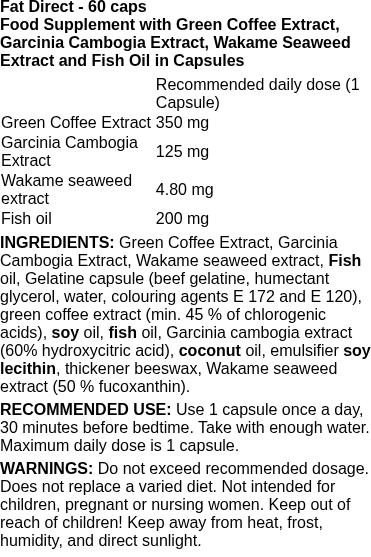 Fat Direct - 60 caps | Nutrend nutritional information