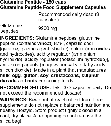 Glutamine Peptide - 180 caps | BioTechUSA nutritional information