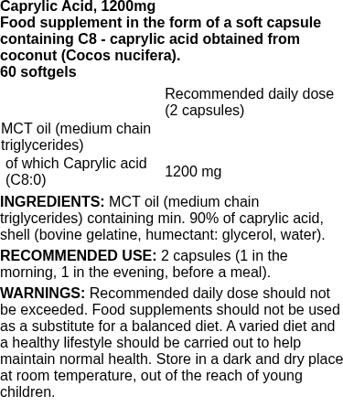 Caprylic Acid, 1200mg - 60 softgels | Osavi nutritional information