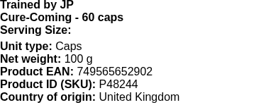 Cure-Coming - 60 caps | Trained by JP nutritional information