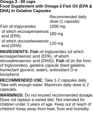 Omega 3 - 60 caps | Nutrend nutritional information